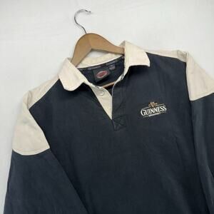 Vintage Guinness Rugby Shirt Men's 2XL Black Draught Beer Heavyweight Beer 90s